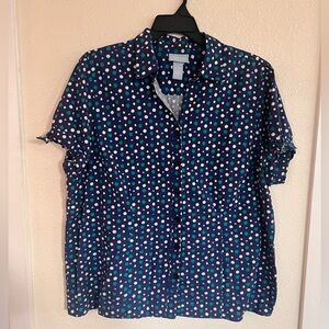Liz & me button up top size 1x
